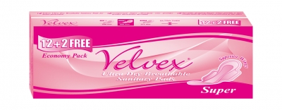 Velvex Super Value Pack (12 + 2 Free) Sanitary Napkin