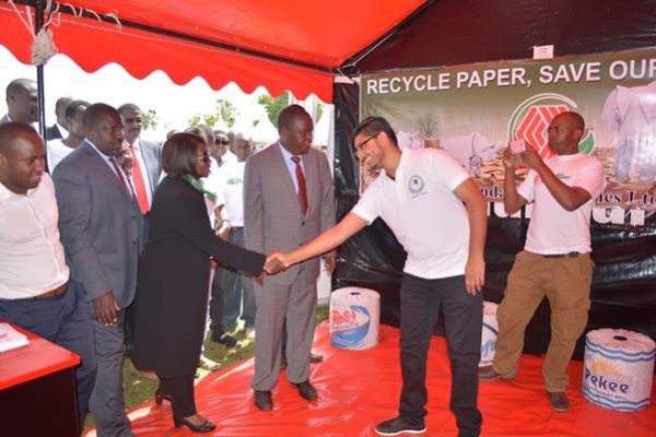 Adil Rafik from our Papermill with Prof. Judi Wakhungu, CS for Environment and Natural Resources 