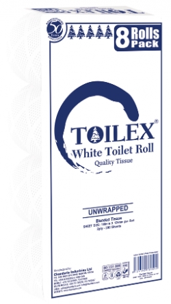 Toilex White Toilet Tissue – 8 Pack